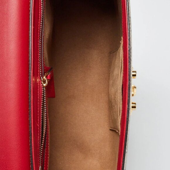 Gucci Red GG Supreme Coated Canvas Padlock Medium Shoulder Bag - Picture 10 of 10